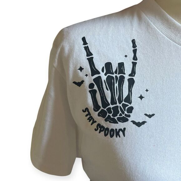 Ghost Halloween T-shirt Spooky Season Graphic Tee Short Sleeve White NEW Unisex - Picture 3 of 8